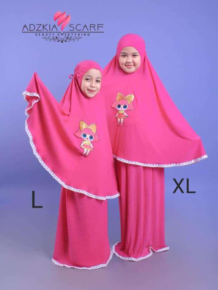 Mukena Anak Perempuan Plisket Katun Adzkia Ukuran 3-7 Tahun