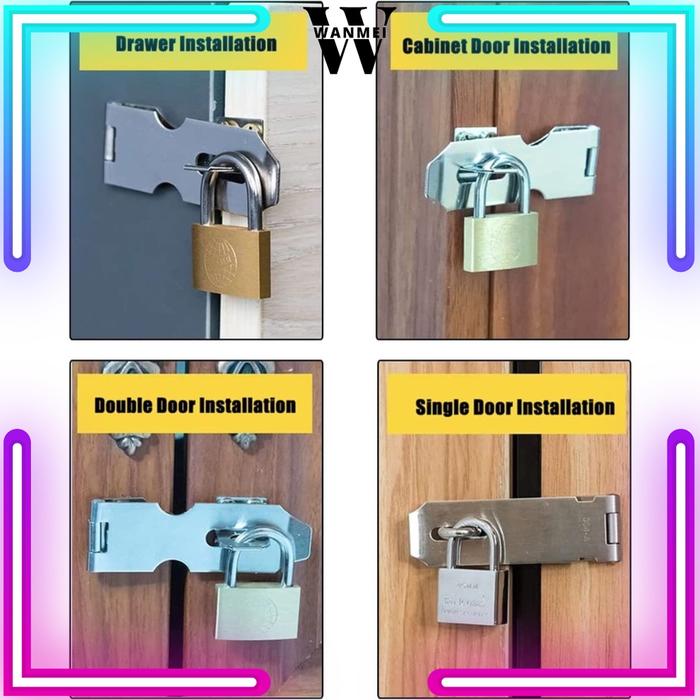 WM Kait Gembok Overpal gembok 3 inch 7cm Kunci Gembok Kunci Pintu Overpal 3inch Cantelan Gembok Ruma