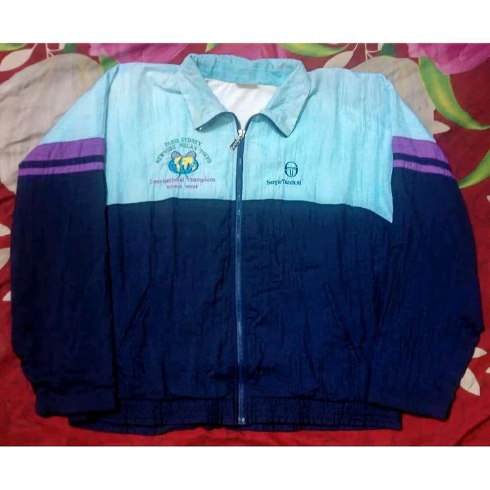 Jaket Windbreaker Sergio Tacchini Vintage Casual Color Blok Paris Sydney NewYork Milan Tokyo Interna