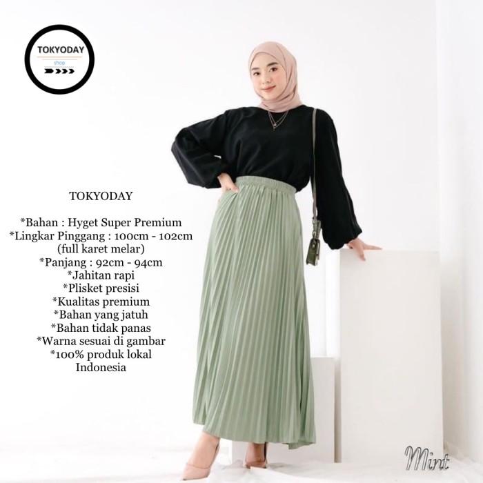 rok plisket premium termurah warna mint