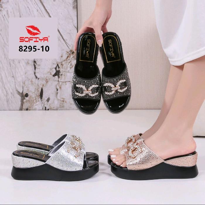 SOFIYA ORI 8295 10 WEDGES WANITA IMPORT / SANDAL WEDGE BLING BLING WANITA  TINGGI 7CM