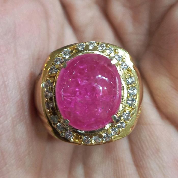 Cincin Batu Permata Ruby Burma Original Super Terlaris Pria dan Super Mewah Berkualitas Dim 10Γ12