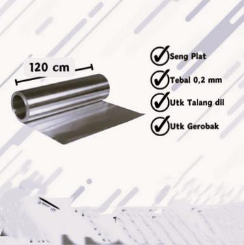 Seng Plat 0,2 mm (Lebar 120 cm x 100cm) Galvalum Anti Karat 0.2mm