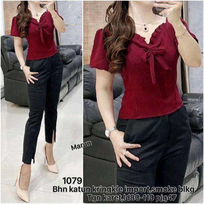 1079 blouse smoke katun crinkle import