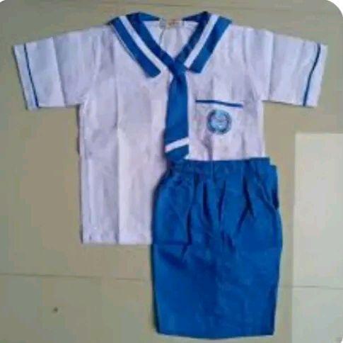 Setelan Baju Seragam TK pertiwi  biru putih pendek