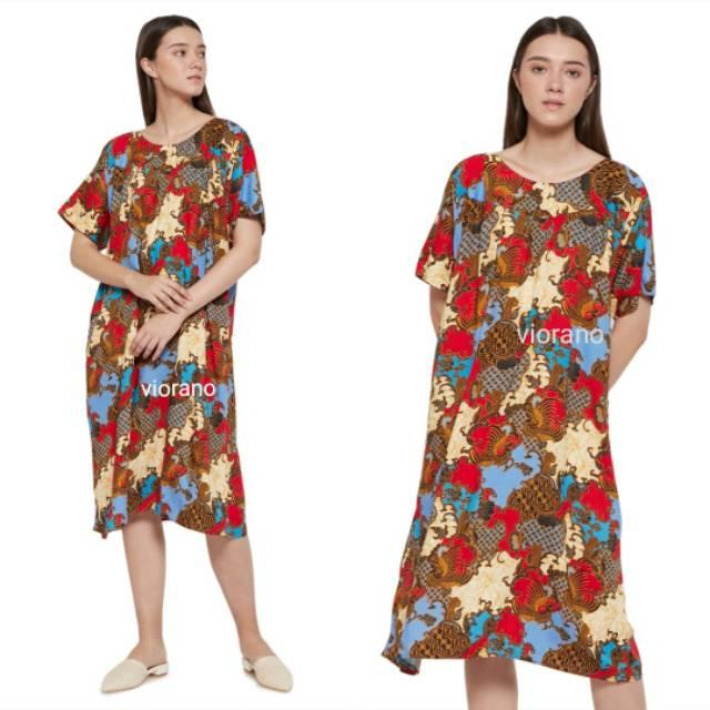 Daster Baladewa S41 Bahan Adem Muat XXL Hiasan Kancing Daster Batik Lengan Pendek