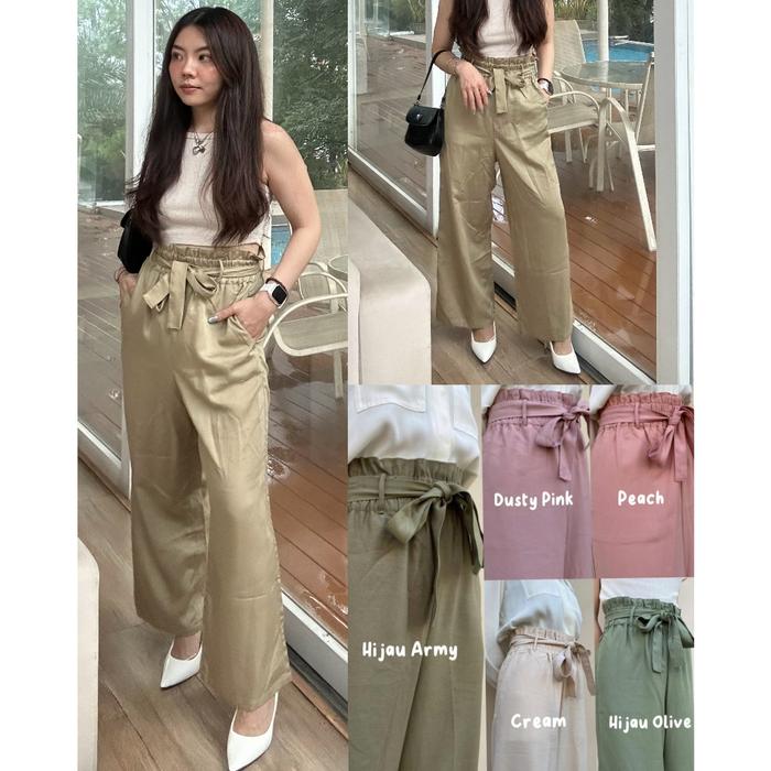 [BIG SALE] Celana Kulot Wanita [Ready Big Size] S'Oliver Drawstring Cullote Pants + Belt - 4200 -Cel