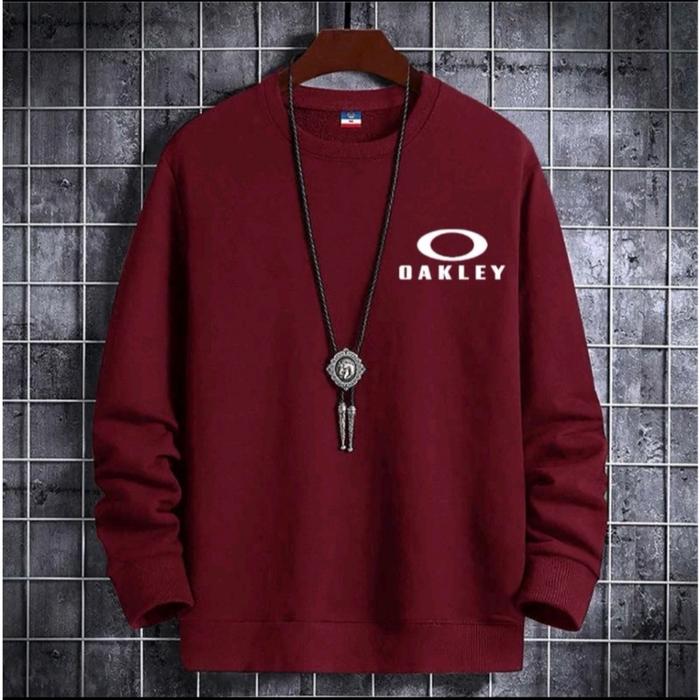Bisa COD Sweater Keren Kaos Pria Distro Oakley Sweter Crewneck Cowok Trendy Sweatshirt Unisex Elegan