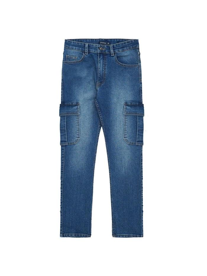 3Second Men's Long Cargo Denim Pants Slim Fit Ascent HP-040325