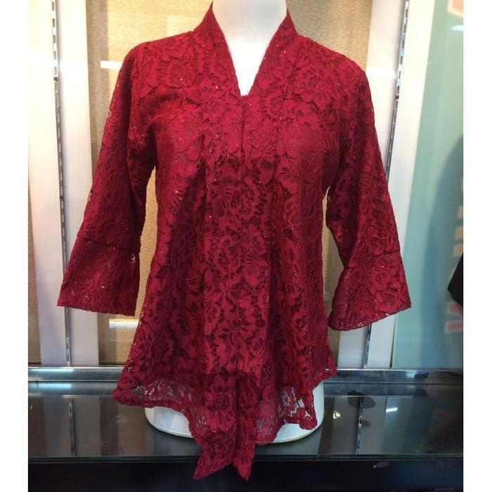 Kebaya Encim Model Brokat / Kebaya Floy Brokat Maroon