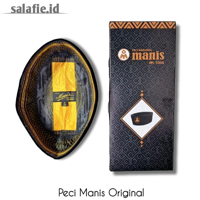 Manis HM Toha Bandung Ori Peci Songkok Hitam Polos Motif AC Kopiah Tanpa Kertas Santri Pria Muslim