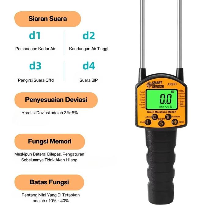 Grain Moisture Meter Alat Pengukur Kadar Air Tester Biji Jagung Beras Gandum Padi Kacang Digital Uku