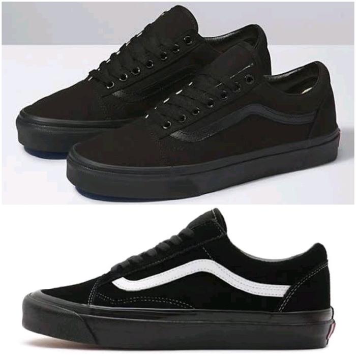 Sepatu Kasual Vans Old Skool Sneakers Full Black Casual Hitam Polos Shoes Pria Wanita Snekers Kerja