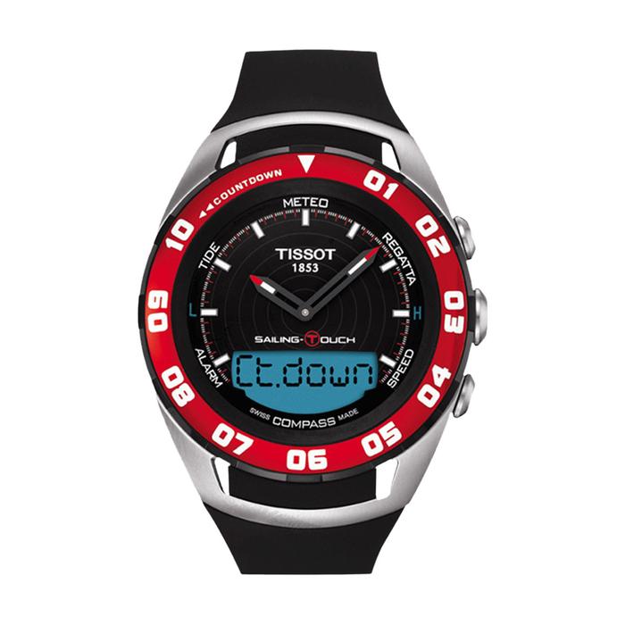 Jam Tangan Pria TISSOT T-Touch T056.420.27.051.00 Sailing Man Black Digital Analog Dial Black Rubber