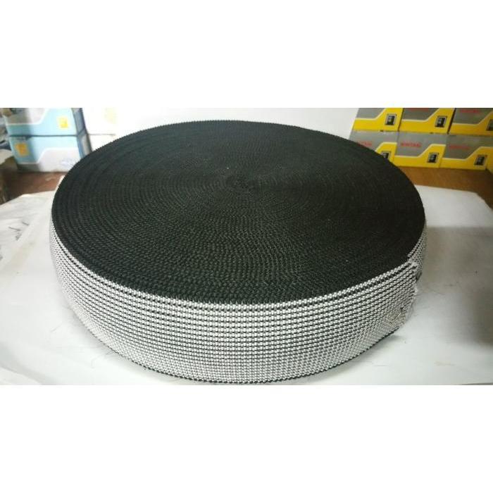 WEBBING MALAYSIA (BLACK-WHITE), untuk karet ban bawah sofa dan jok L1