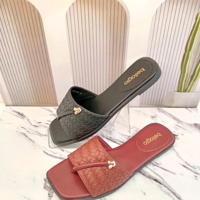 Bellagio Sepatu Art 120 - Sandal Wanita dengan Desain Anyaman Elegan dan Detail Logam Mewah