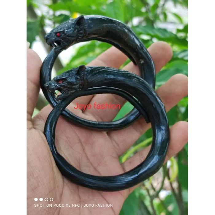 GELANG AKAR BAHAR HITAM LENTUR UKIR MACAN KUMBANG
