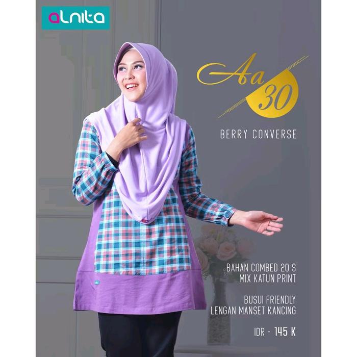 Atasan Alnita AA 30 - Atasan Nibras Kaos Motif Kotak Katun Muslim
