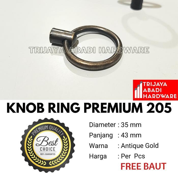 Handle Knob Ring Premium 205 - Tarikan Lemari Laci Kabinet Solid - Antique Gold