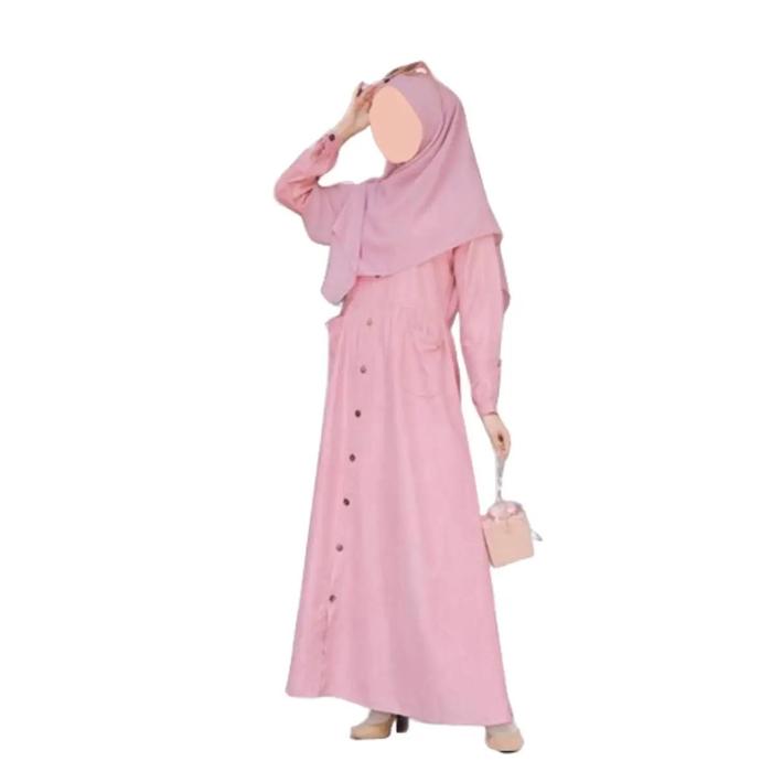 Kanaya Dress by Luvena baju gamis wanita dewasa Rose Pink M Grade B Muslim Nyaman Formal Katun