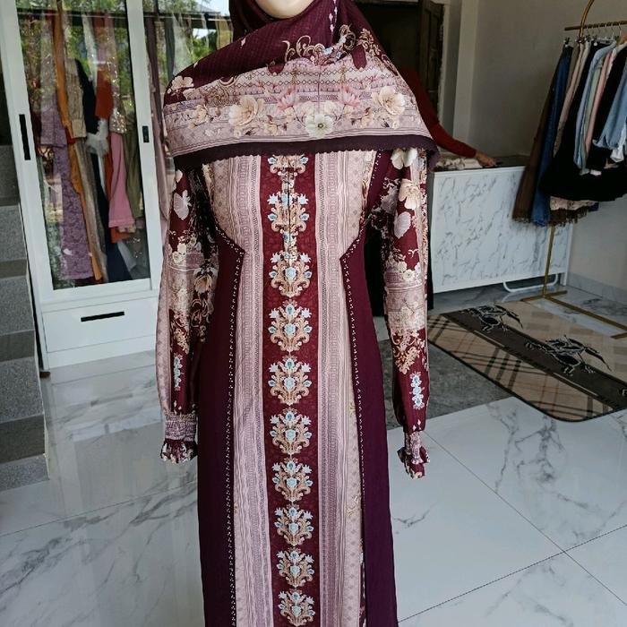 GAMIS Hiraja set khimar, emerald, & mahogani
