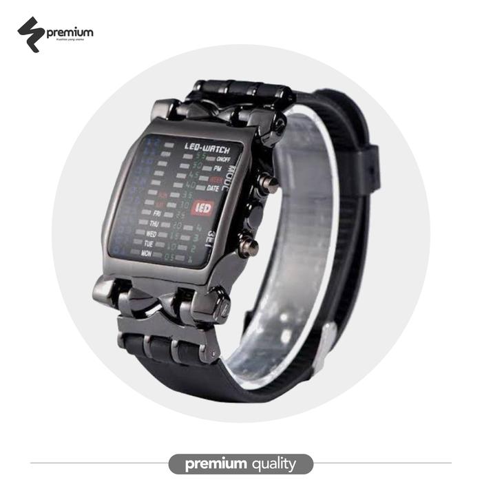 Jam Tangan LED Pria Terlaris - Display Binary, Tanggal, dan Waktu