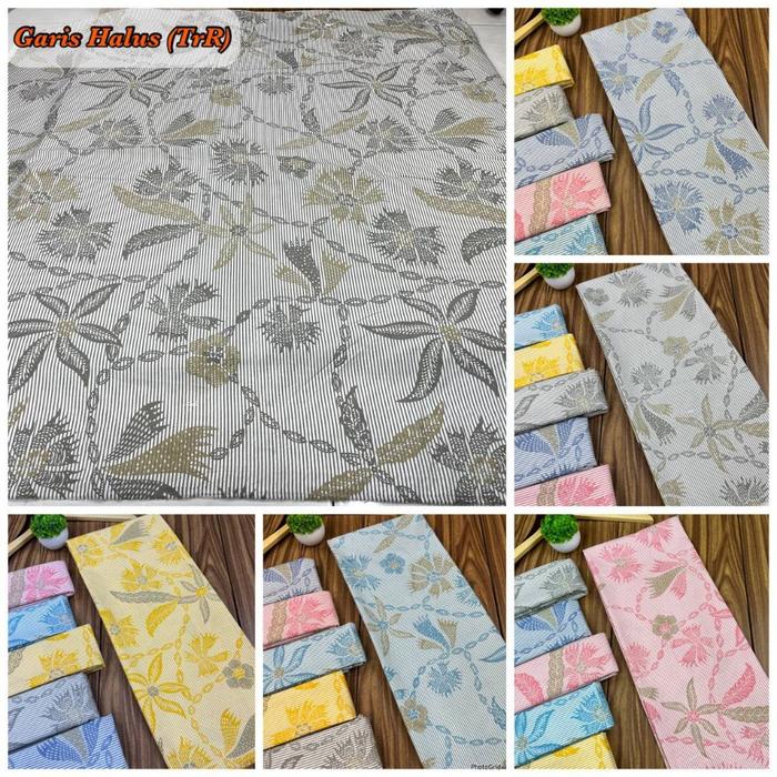 Kain Batik Motif Salur Rantai Bahan Tetron Rayon Soft Berkualitas untuk Baju