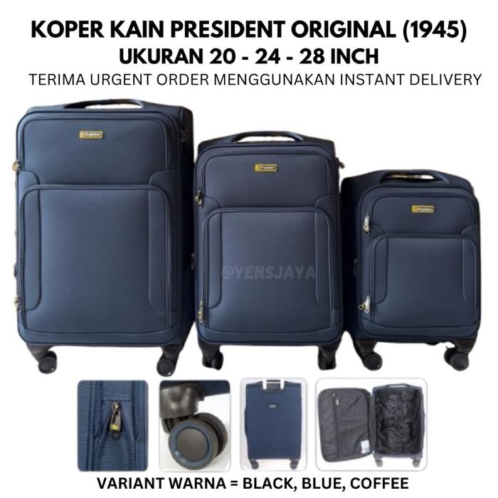 KOPER PRESIDENT KAIN 20/24/28 INCH KOPER SOFTCASE - KOPER BAGASI TRAVEL - KOPER KAIN KANVAS BAGASI P