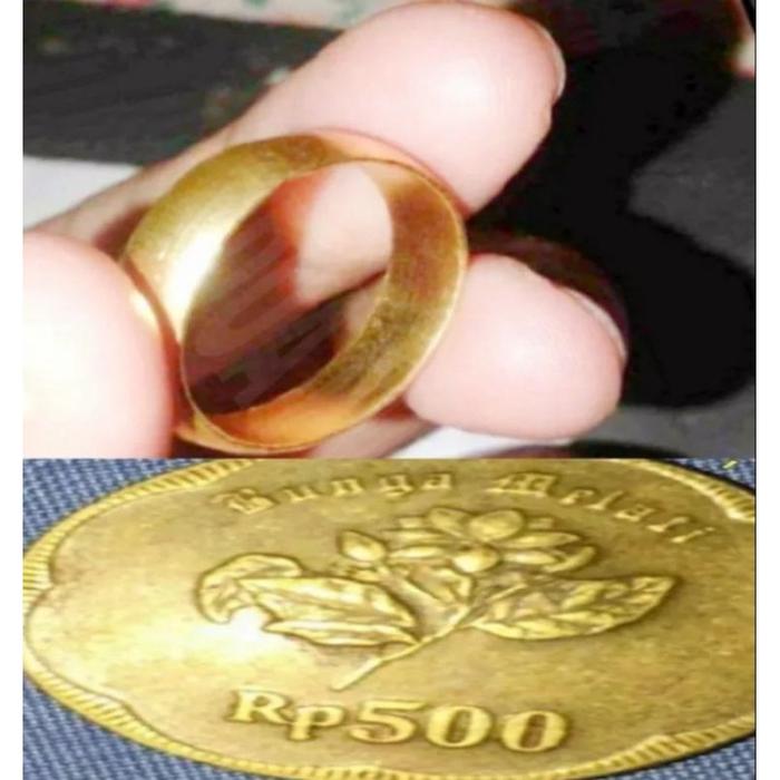 cincin Koin Langkah Lapis Emas 24k