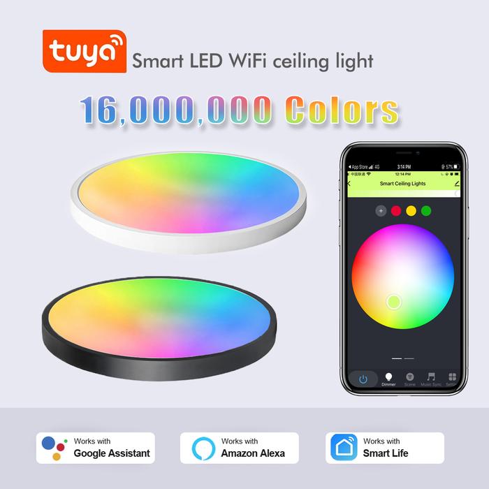 Tuya Wifi Smart Led Ceiling Lamps Waterproof Ultrathin RGBCW Ceiling