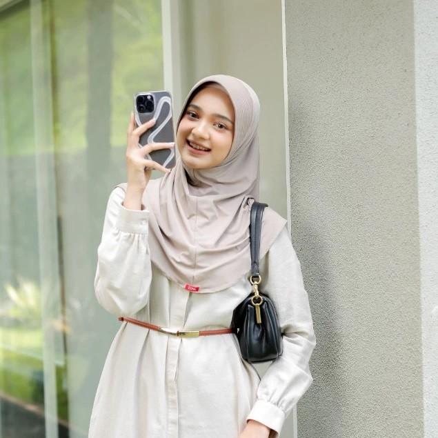 Zoya Bergo Marsha HL Casual Hitam Putih Coklat Polos Kerudung Anak Sekolah dan Dewasa Jilbab Instan 