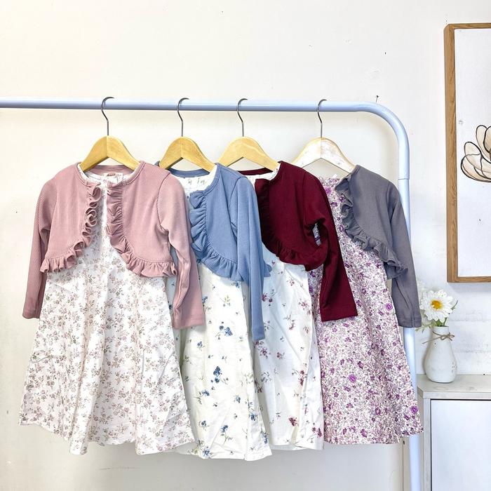 LOLITA - Inner & Cardigan 1-7 tahun / One Set Anak Perempuan / Setelan Gamis Anak Katun Jepang Musli