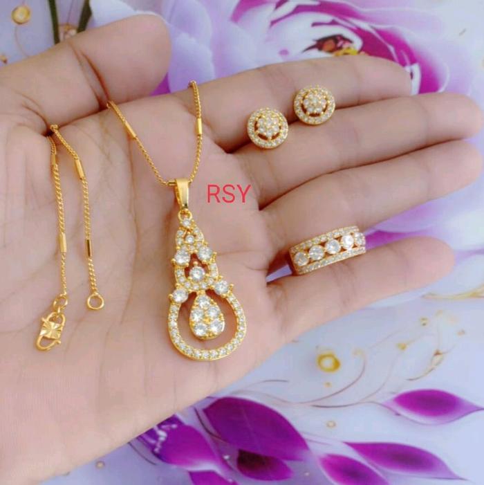 Set Perhiasan lapis emas titanium rj1 Emas