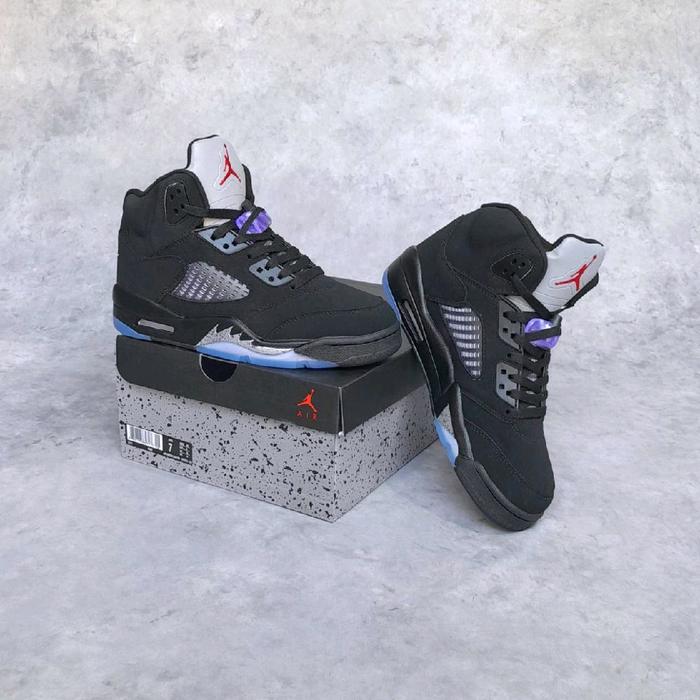 perfectkicks_bdg Sepatu Air Jordan 5 Retro Black Metallic Sneakers Shoes Running