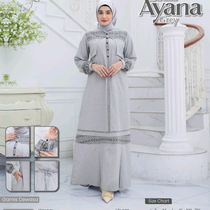 Baju Set Couple Dewasa By Rauna/Gamis Motif Tenun/Couple Best Seller/Couple Kekinian - Ayana Grey | 