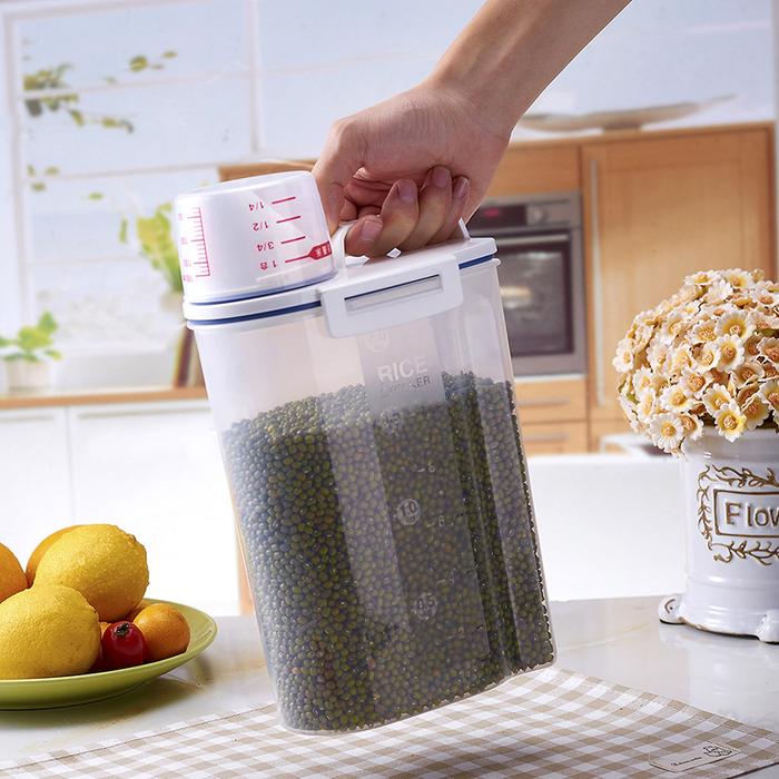 Big 2KG Plastic Cereal Dispenser Storage Box Kitchen Food Grain Rice