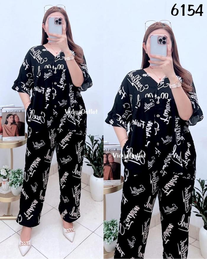 VIDYA - Setelan Michy 6154 One Set Motif Kancing Aktif Busui Friendly Set Wainta Kekinian