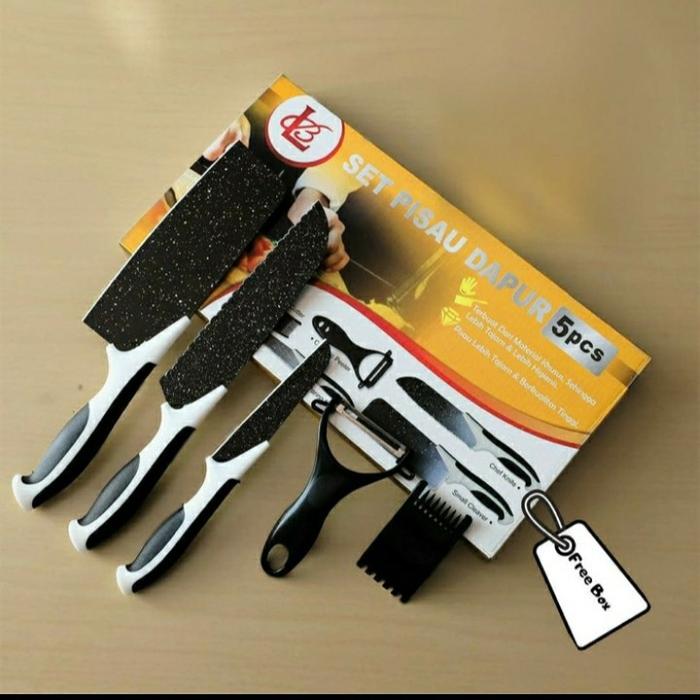 [  PISAU J13 ] PISAU SET 5 IN 1 KERAMIK CERAMIC J13 DENGAN KARDUS Peeler Daging Sayur DAPUR 5pc 5pcs