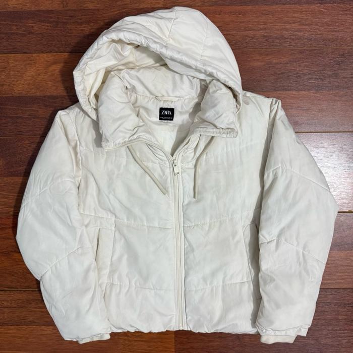 Zara puffer crop hooded jacket