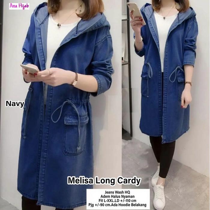 MELISA LONG CARDY By ANA HIJAB ( Bestseller ) - Bhn jeanswash ( ada hoodie )
