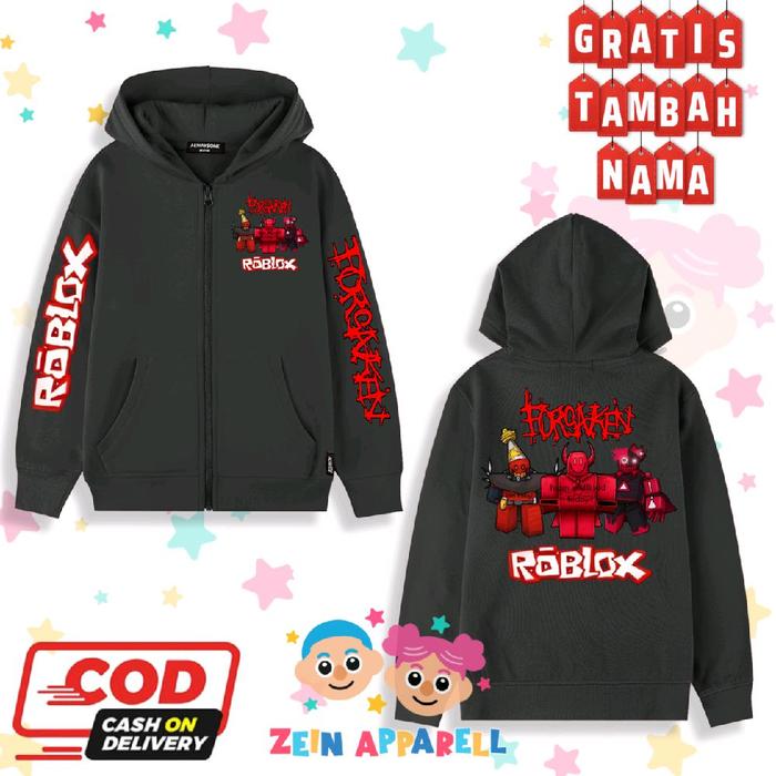 Jaket Zipper Anak Roblox Forsaken - Jaket Resleting Anak Forsaken Roblox