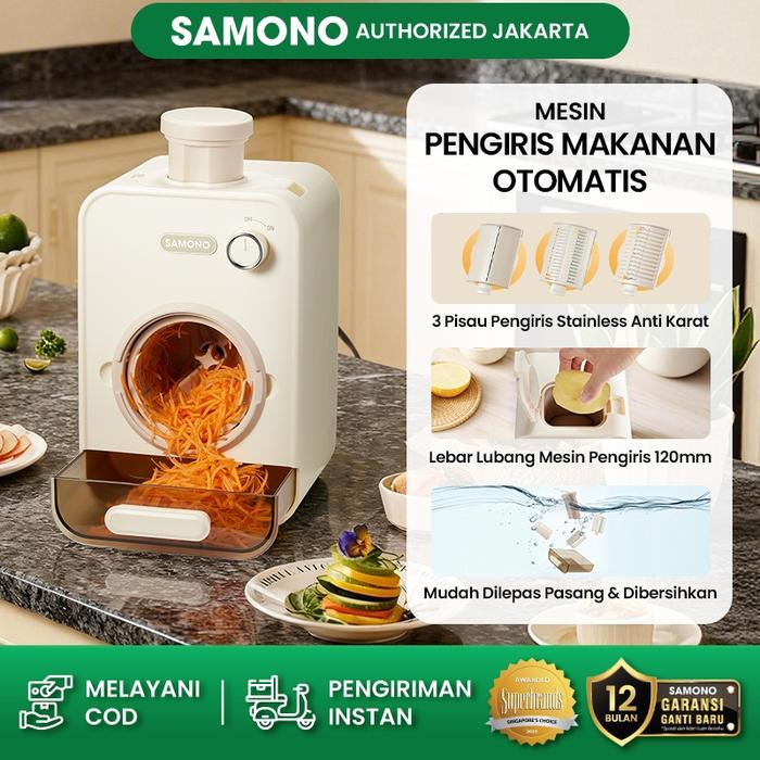 SAMONO Alat Pemotong Sayur Elektrik Food Slicer Serbaguna Pengiris Otomatis Cepat Praktis Tanpa Tena