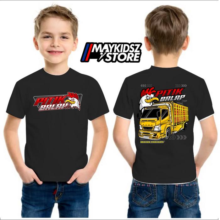 BAJU KAOS ANAK TRUCK PITIK BALAP BROILER TRUCK AYAM T-SHIRT ANAK USIAA 4-12TAHUN