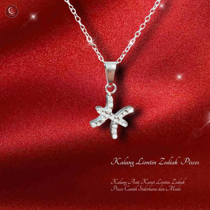 Kalung Anti Karat Liontin Zodiak Pisces Cantik Sederhana dan Modis