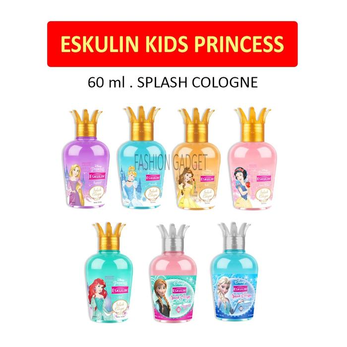 Parfum Eskulin Kids Splash Cologne 60 ml Minyak Wangi Anak Eskulin Disney Princess Belle Ariel Cinde