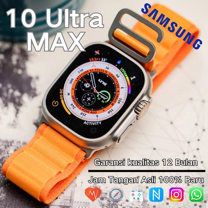 Ori Ultra 10 Max 2 SmartWatch 2.3 HD AMOLED Display GPS NFC Bluetooth iPhone Telp Waterproof Smartwa