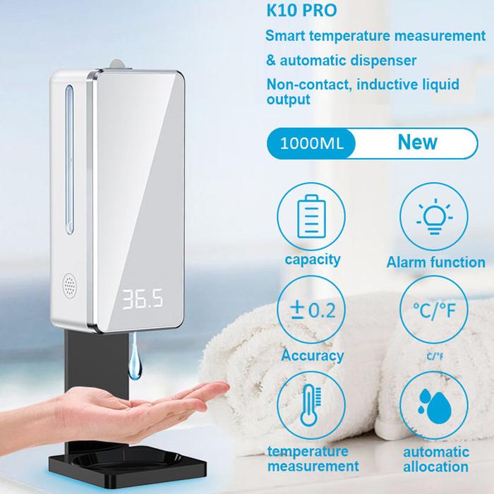 K10 Pro Auto Sensing Soap Dispenser Infrared Thermometer Gel Cell