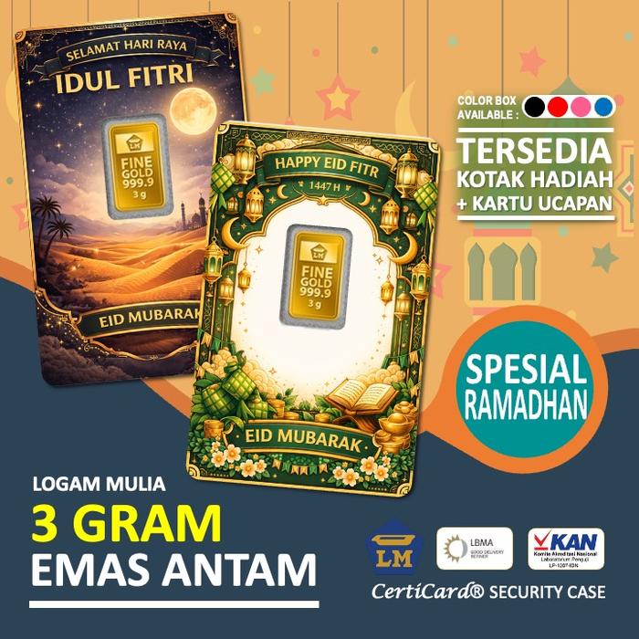 LM Logam Mulia Emas Antam 3 gram gr Kado Ramadhan Lebaran Idul Fitri
