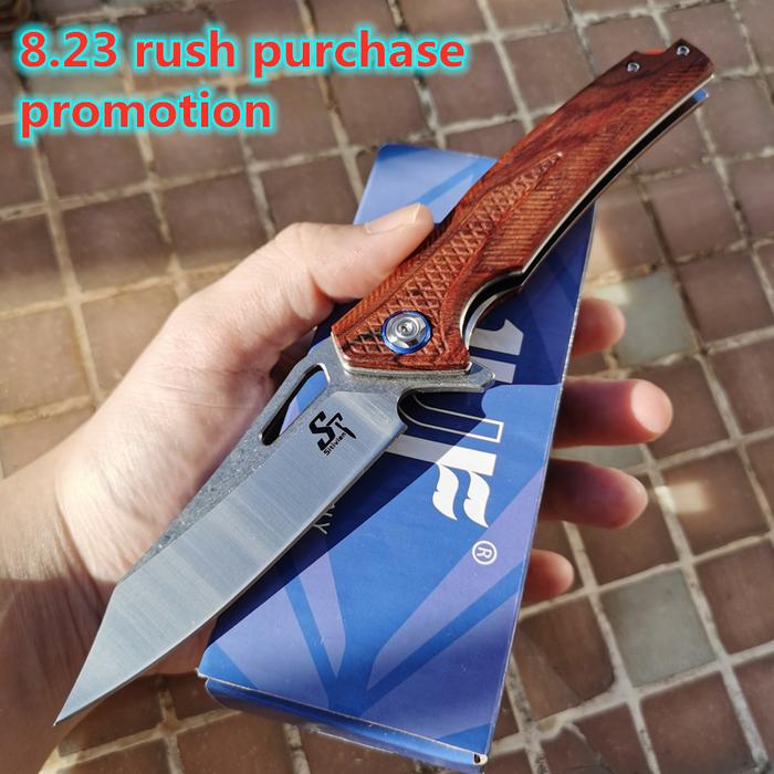 Sitivien New Real 9cr18mov ST219 Wood Handle Ball Bearing Hunt