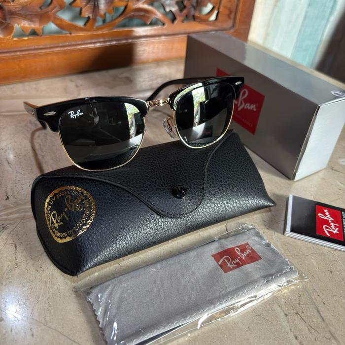 Kacamata klasik rayban Rb 3016 sz 56 club master, glosy-rosegold kaca hitam